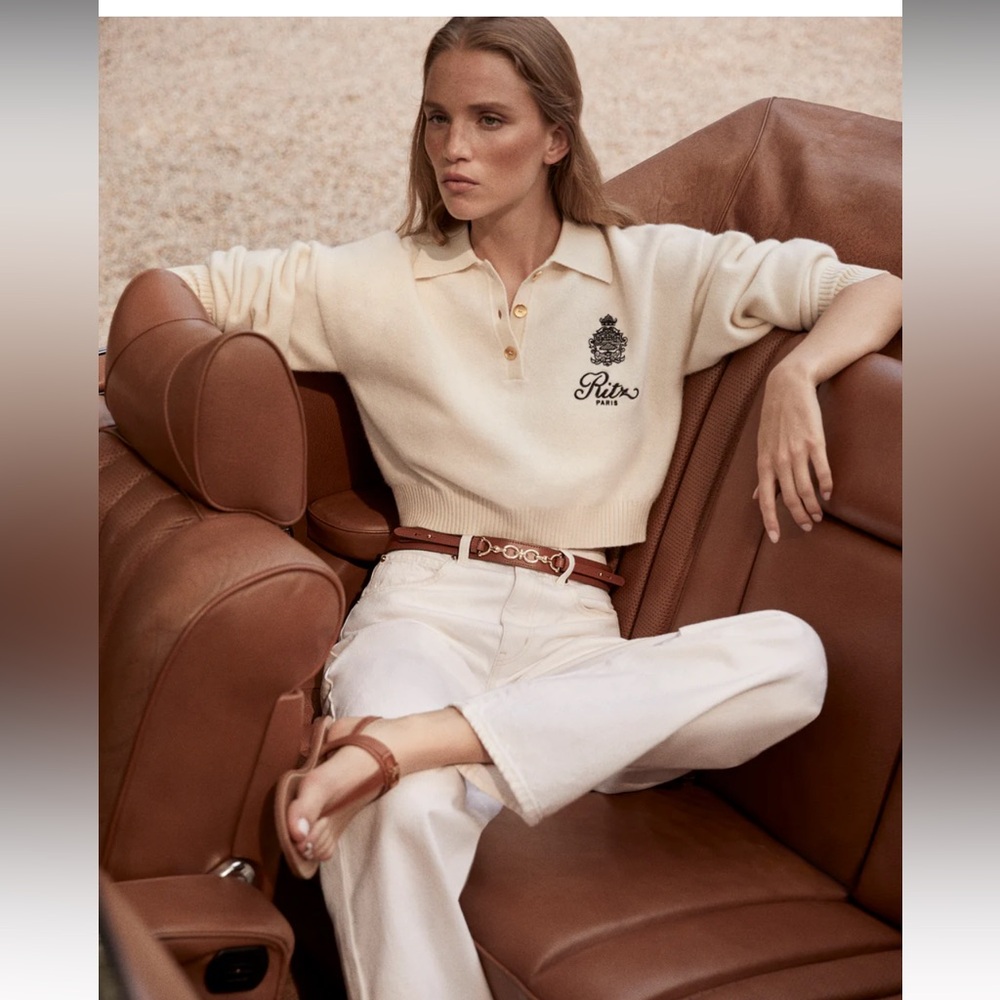 Ritz Paris Cream Casual Polo Sweater S-M
